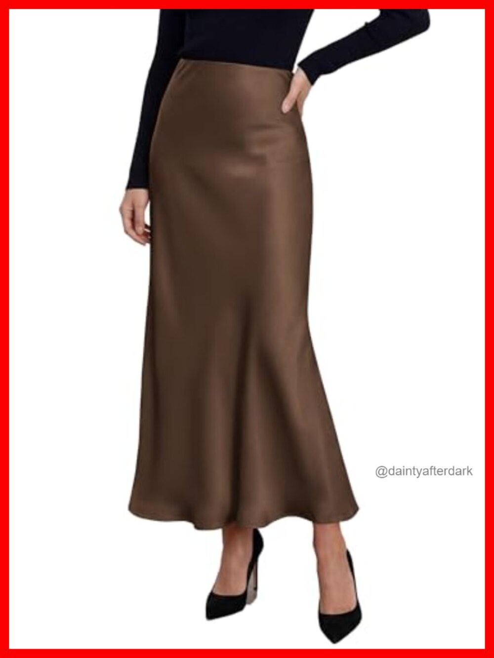 Women's Satin Maxi Skirt High Waist Mermaid A-Line Silk-Like Work